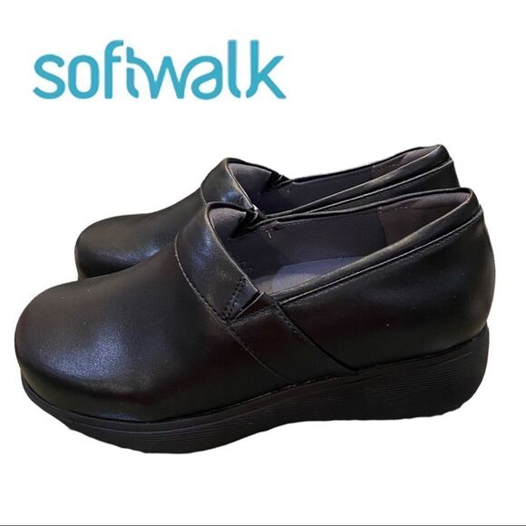 NEW SoftWalk Meredith Sport Women's Black Leather Clogs 7W - Picture 2 of 6